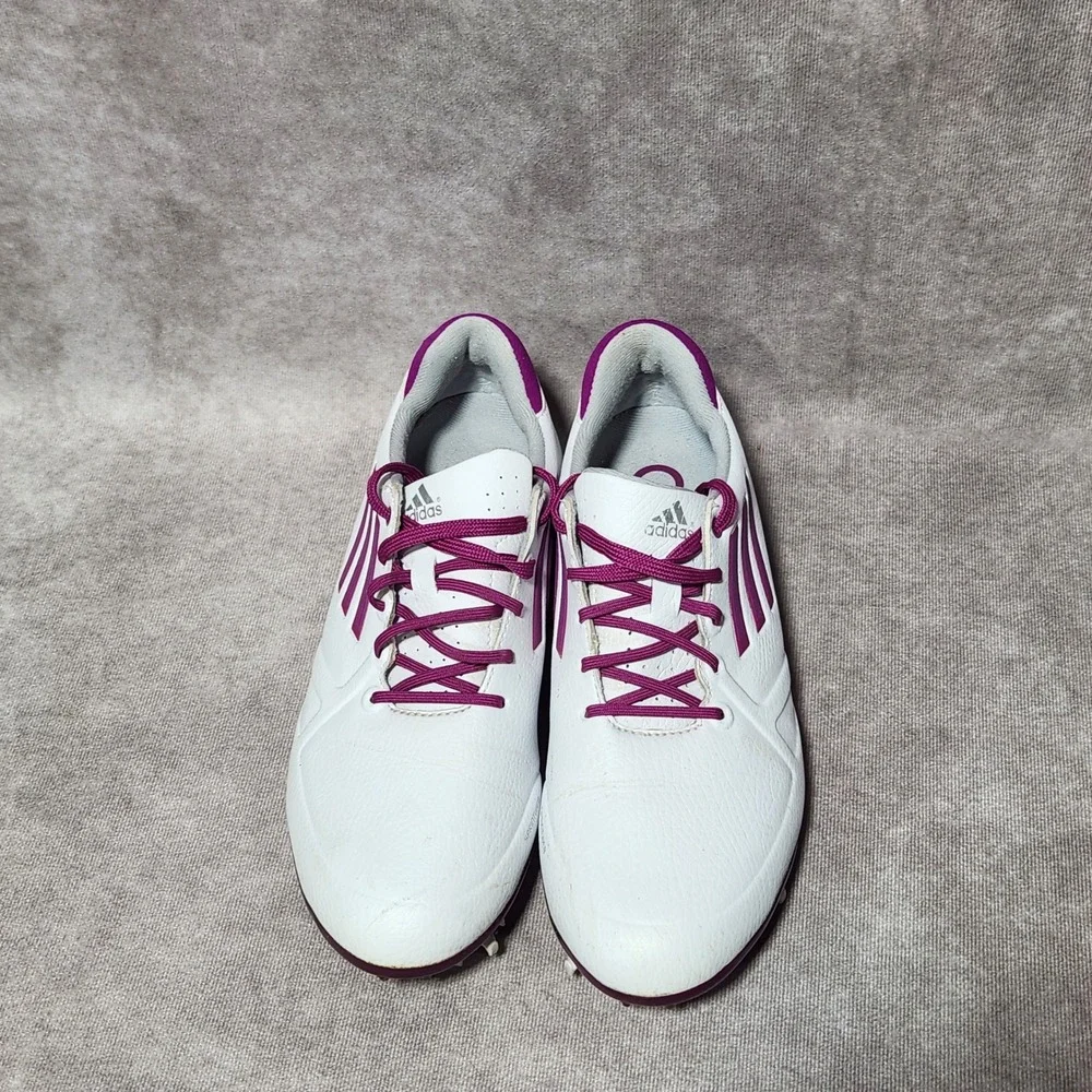 Adidas Adizero Sprintweb Golf‎ Shoes White Purple fuschia Athletic Spikes sz 6.5
